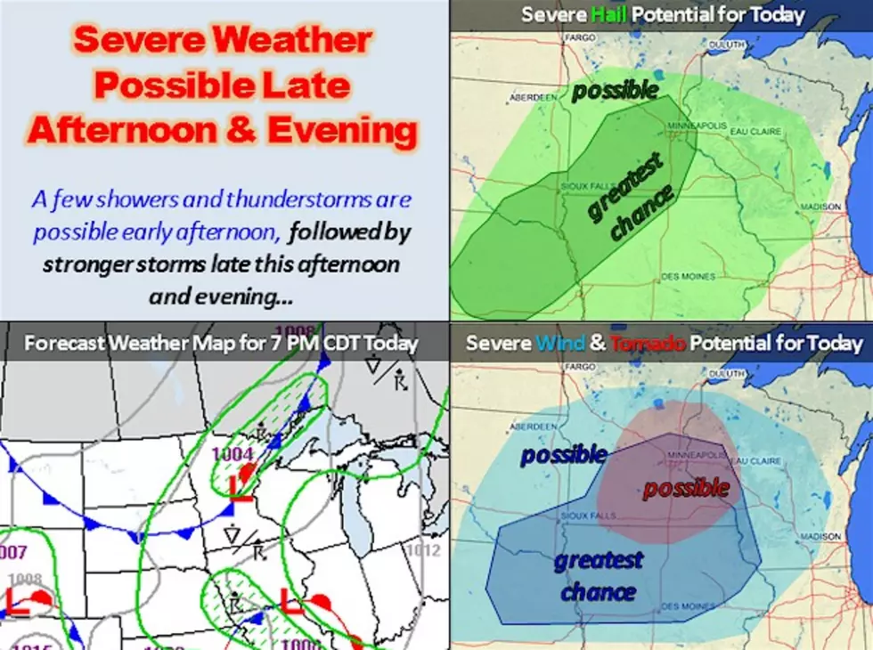 Severe Weather Possible for Central Minnesota, Western Wisconsin This Afternoon and Evening
