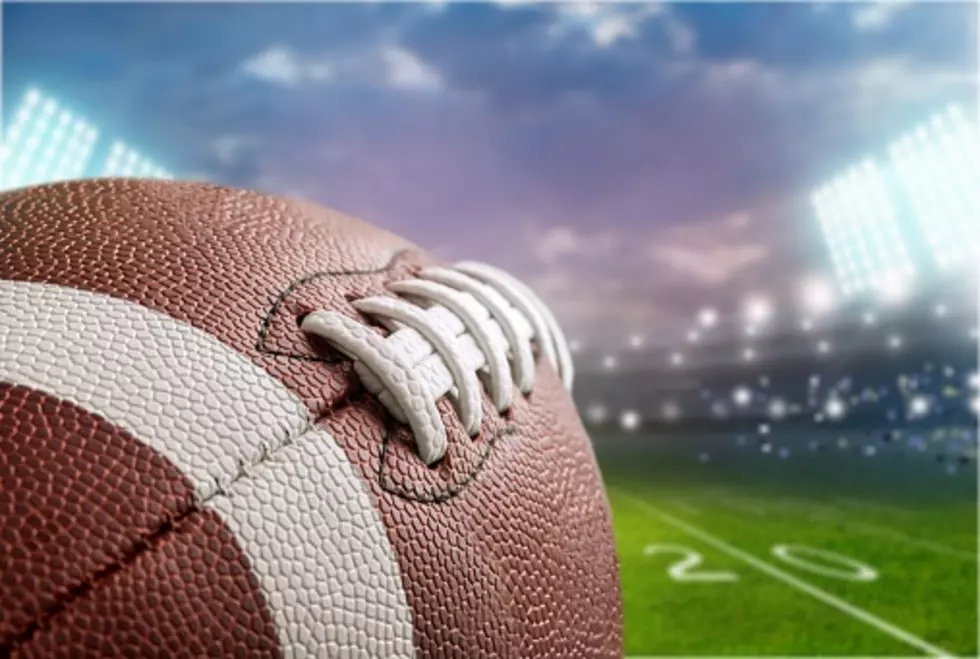 American football ball, close-up view
